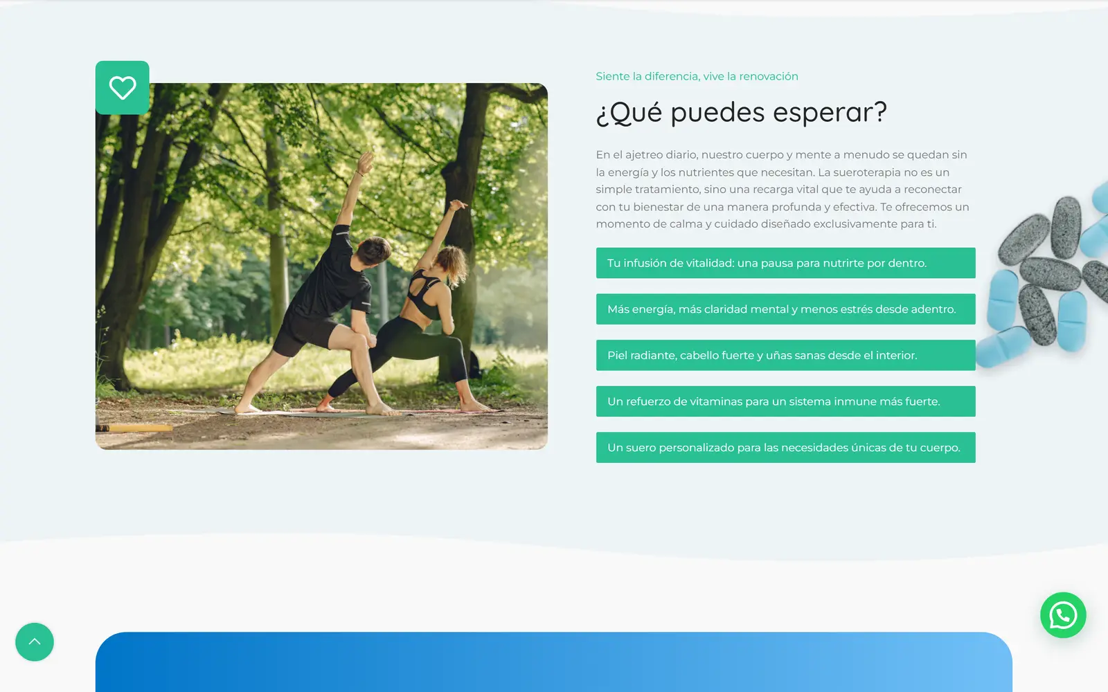 Sitio de BioBalance: sección de expectativas con una lista