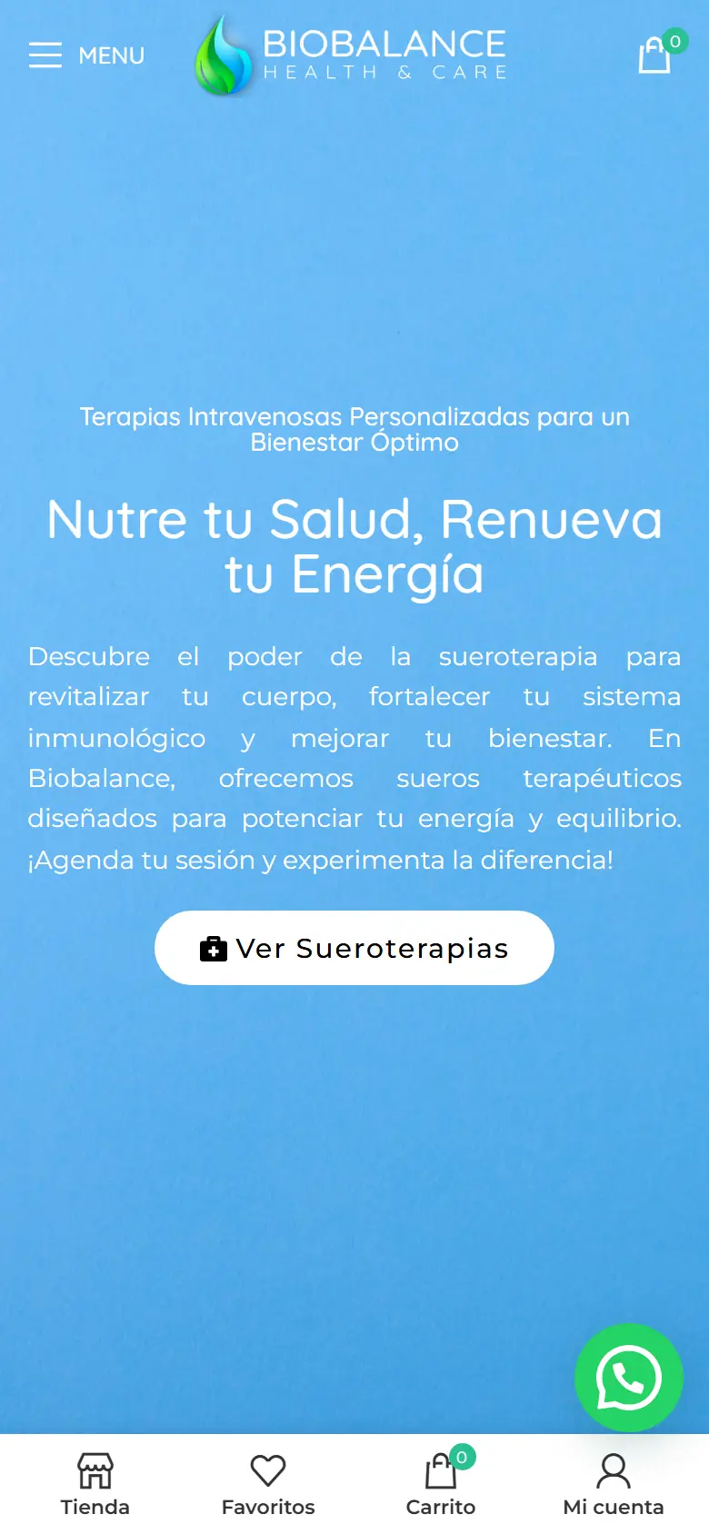Sitio de BioBalance en celular