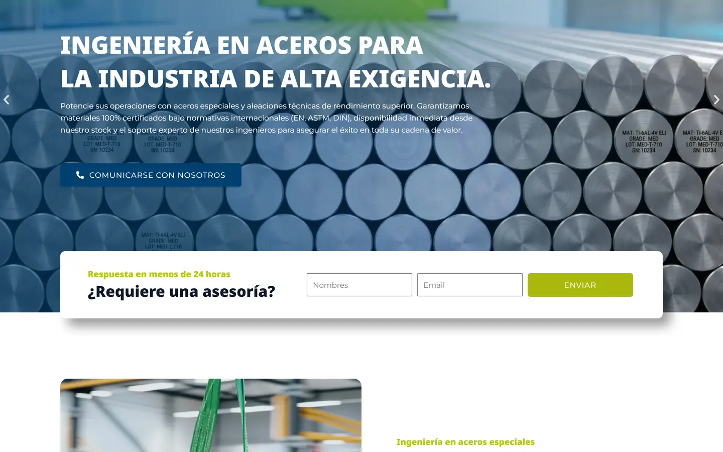 FEC Euro Steel site on desktop