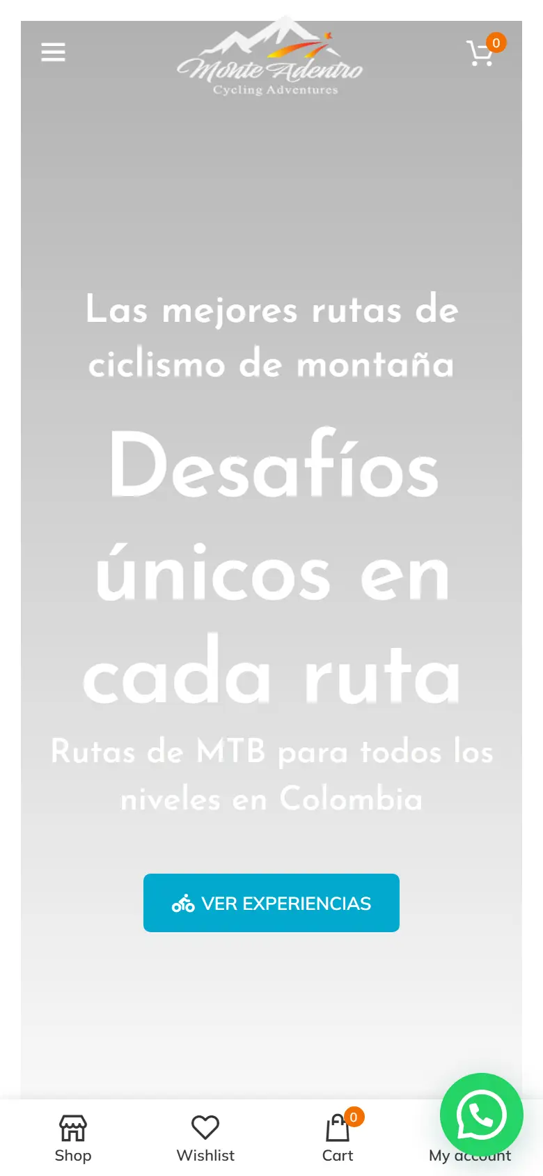 Monte Adentro MTB site on mobile