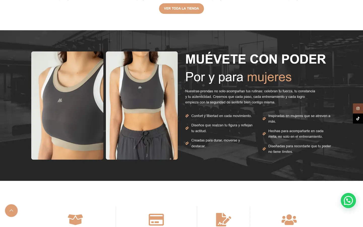 Nuvela Activewear site on desktop