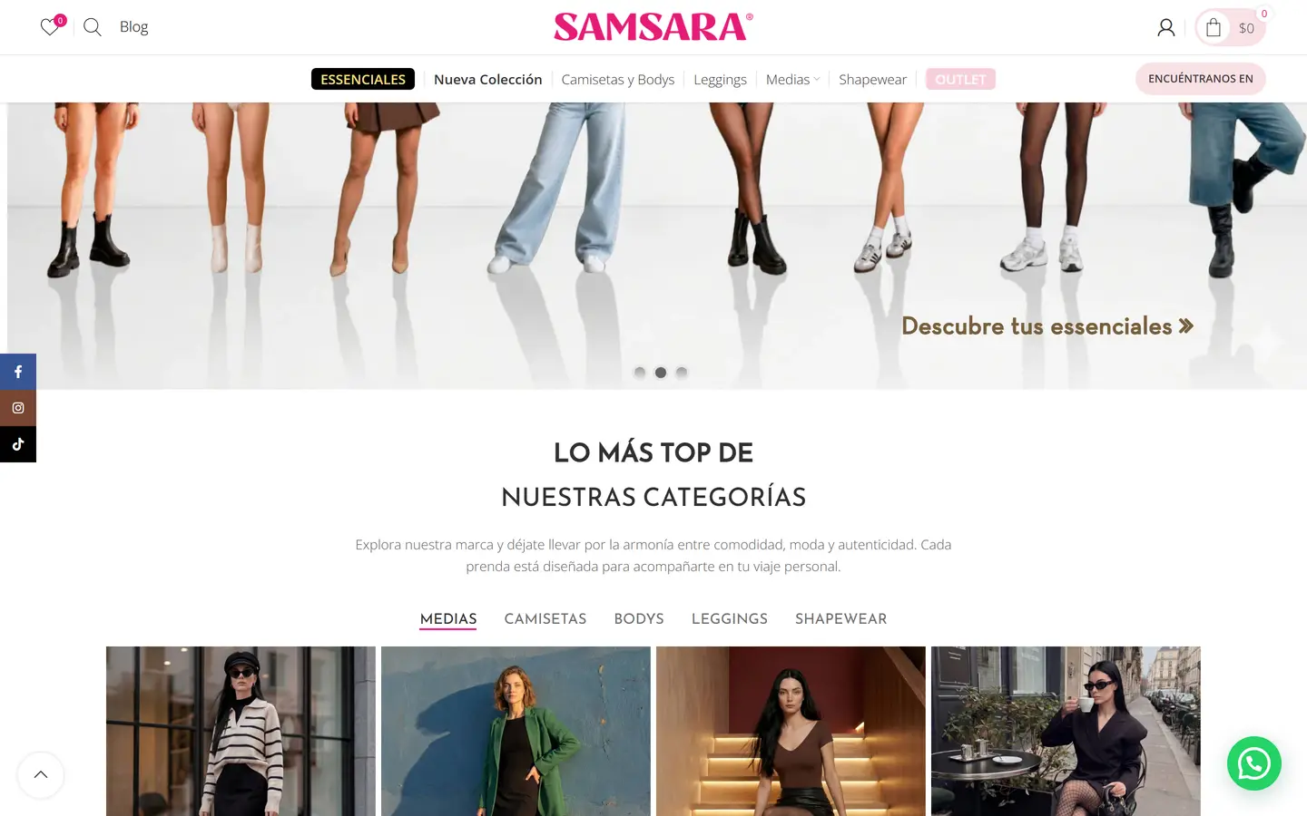 Sitio de Samsara en escritorio