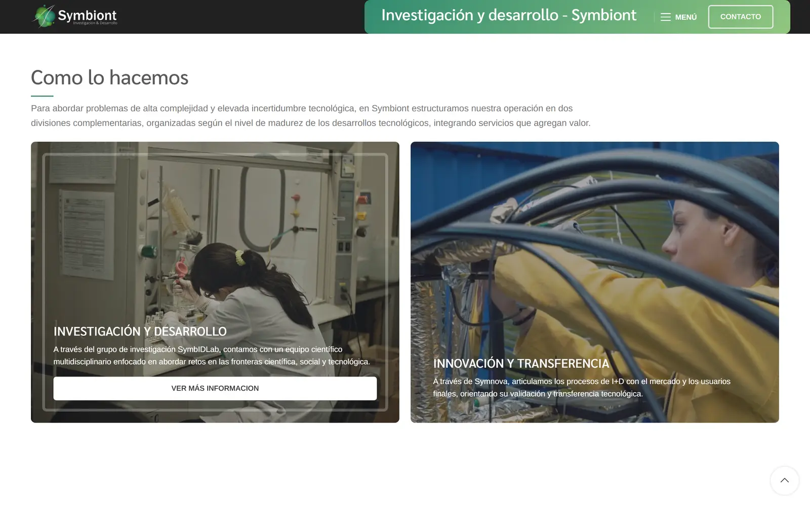 Sitio de Symbiont: cómo lo hacemos, investigación e innovación